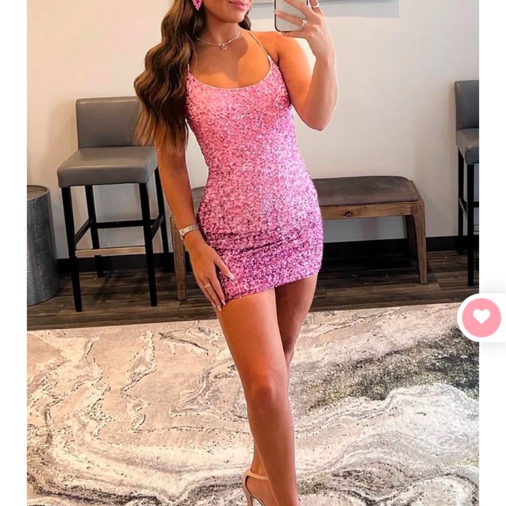 Beautiful pink sequin homecoming dress